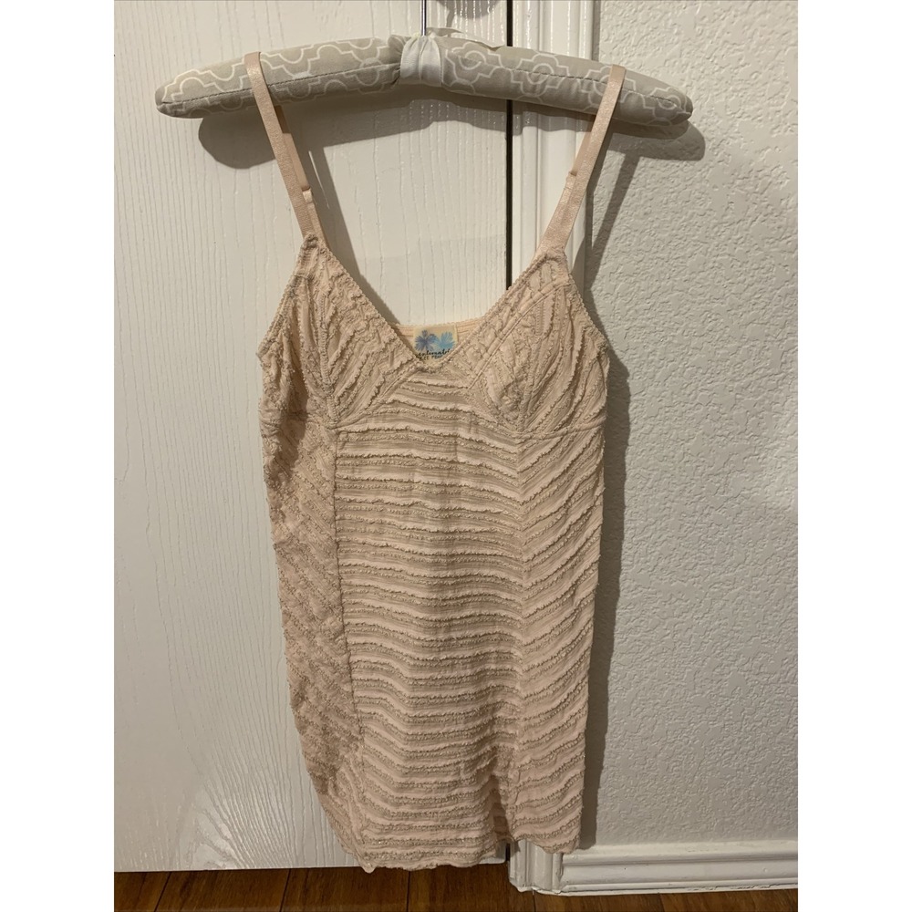 free people intimately small babydoll gown beige ruffled sexy nwot